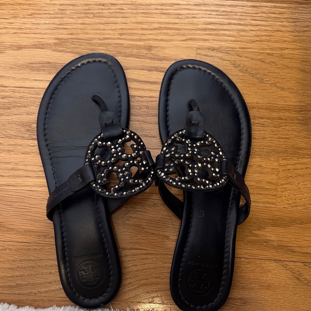 Navy Blue Tory Burch  Beaded Women's Sandals